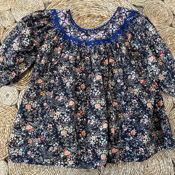 Floral Kids Top with Blue Accents - Picture 1 of 1